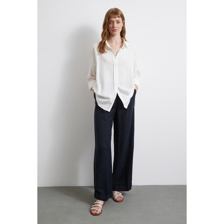 Oversize Pamuk Gömlek Beyaz