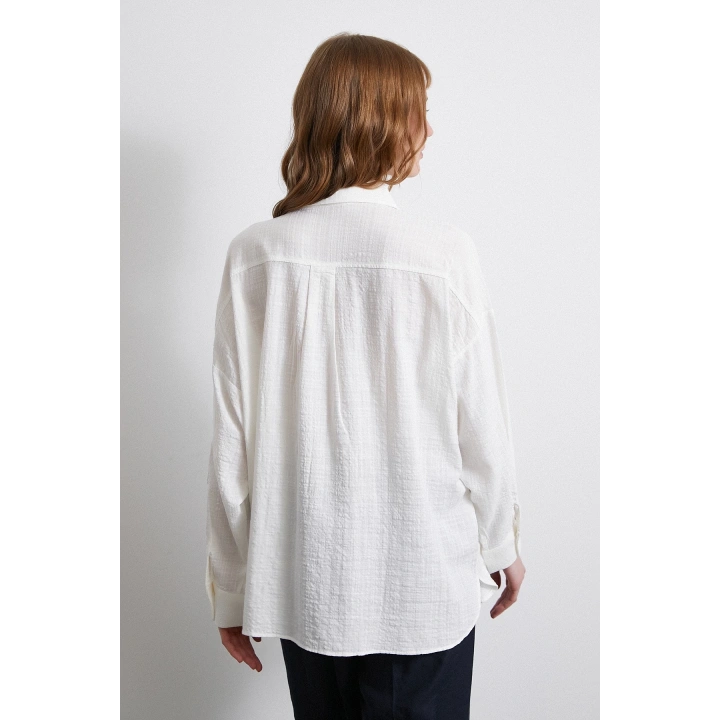 Oversize Pamuk Gömlek Beyaz