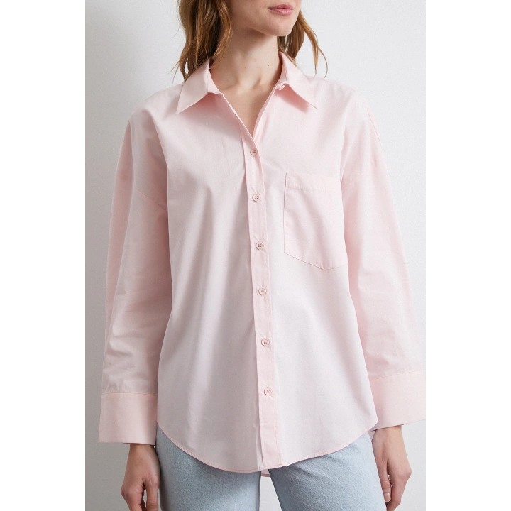 Oversize Pamuklu Gömlek Pembe