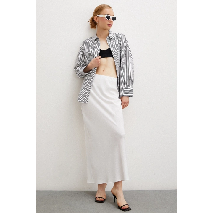 Pamuklu Çizgili Gömlek Siyah