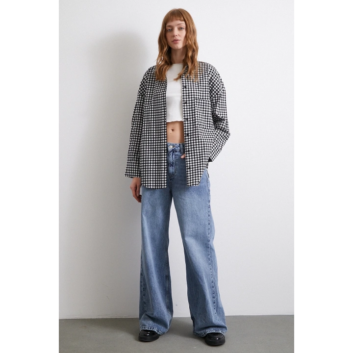 Pamuklu Ekose Gömlek Siyah