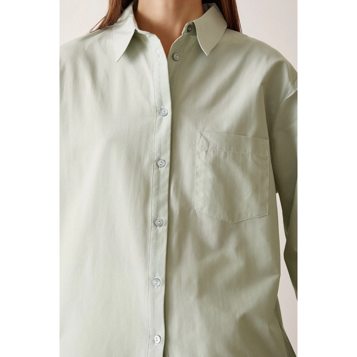 Pamuklu Klasik Gömlek Mint