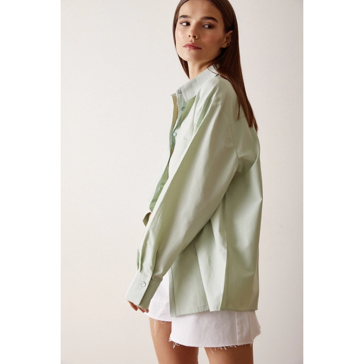 Pamuklu Klasik Gömlek Mint