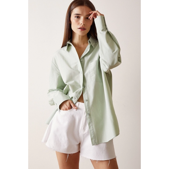 Pamuklu Klasik Gömlek Mint