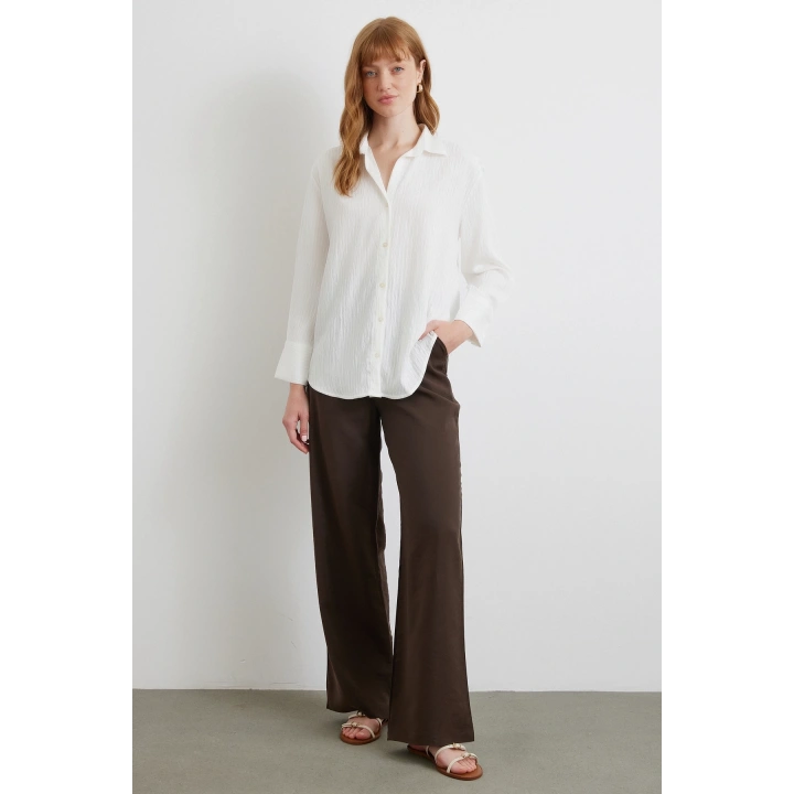 Paralel Çizgili Gömlek Beyaz