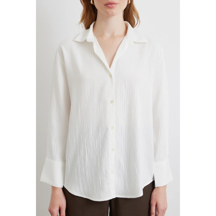 Paralel Çizgili Gömlek Beyaz