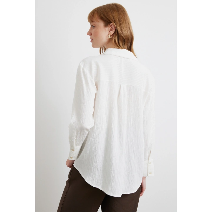 Paralel Çizgili Gömlek Beyaz