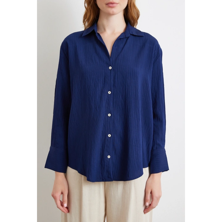 Paralel Çizgili Gömlek Lacivert