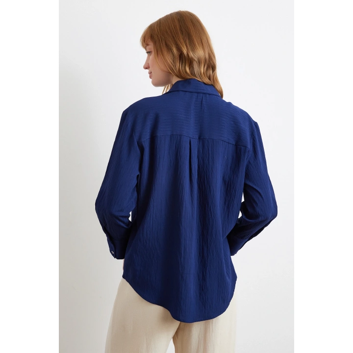 Paralel Çizgili Gömlek Lacivert