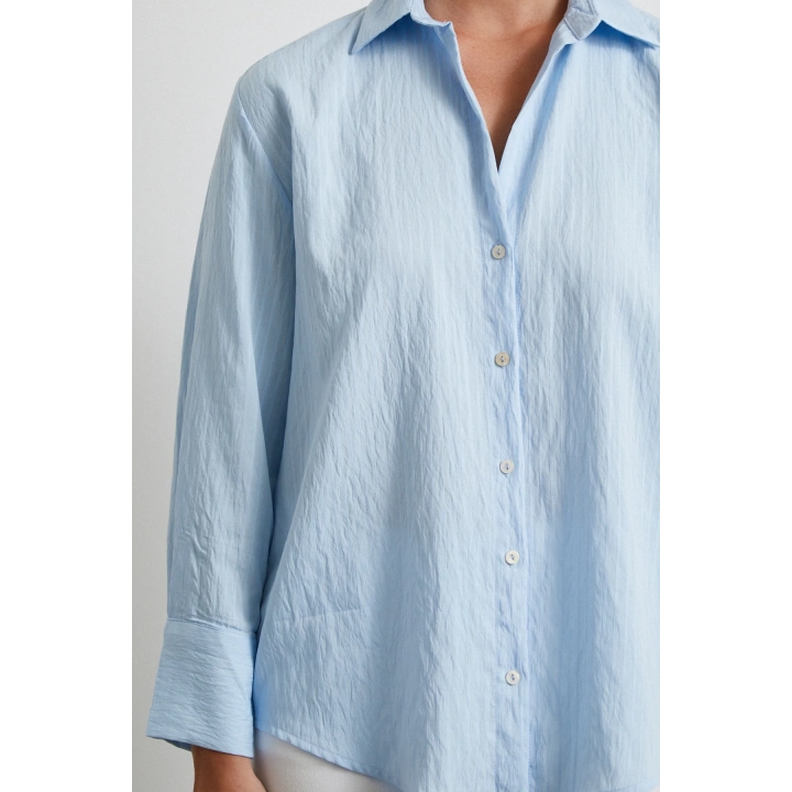 Paralel Çizgili Gömlek Mavi