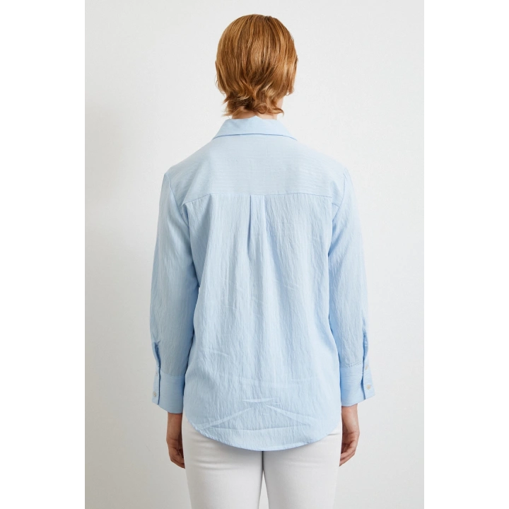 Paralel Çizgili Gömlek Mavi