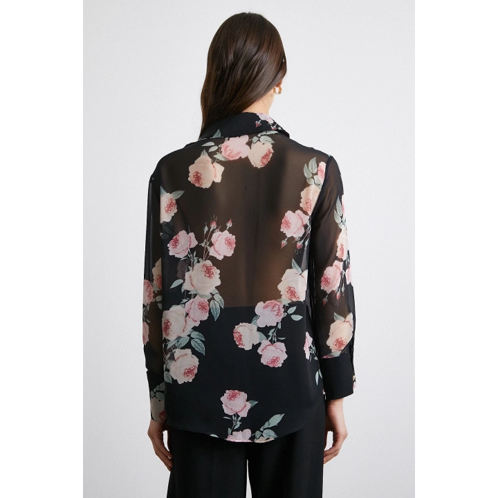 Paris Desenli Gömlek Siyah