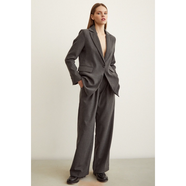 Pileli Kumaş Panolon Gri