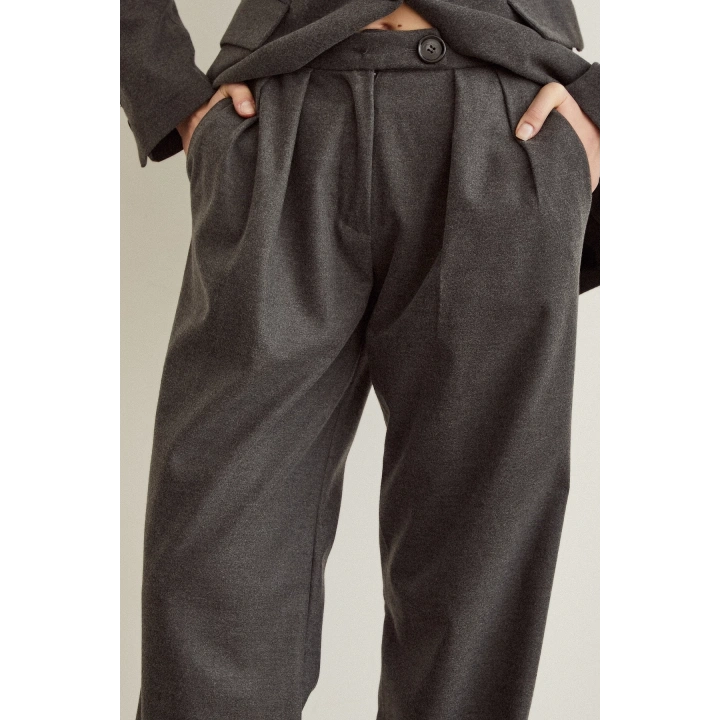 Pileli Kumaş Panolon Gri