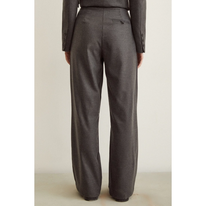 Pileli Kumaş Panolon Gri