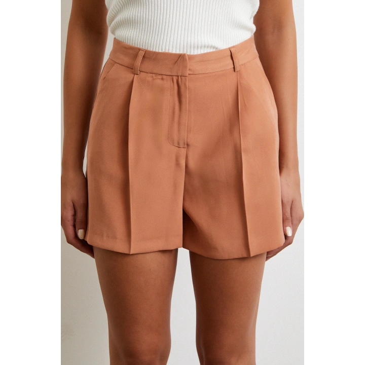 Piliseli Cepli Şort Kiremit