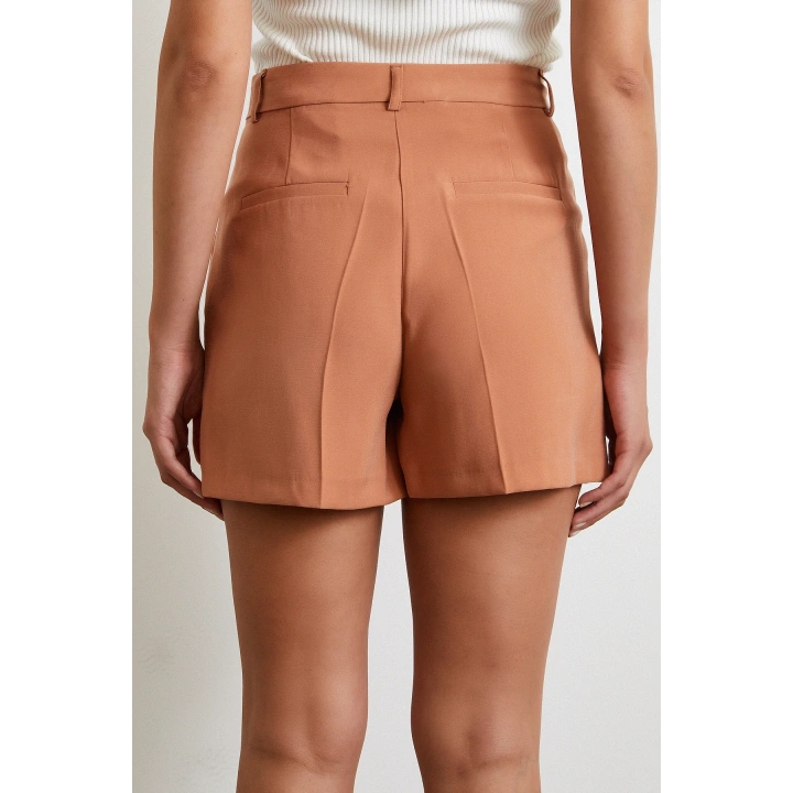 Piliseli Cepli Şort Kiremit