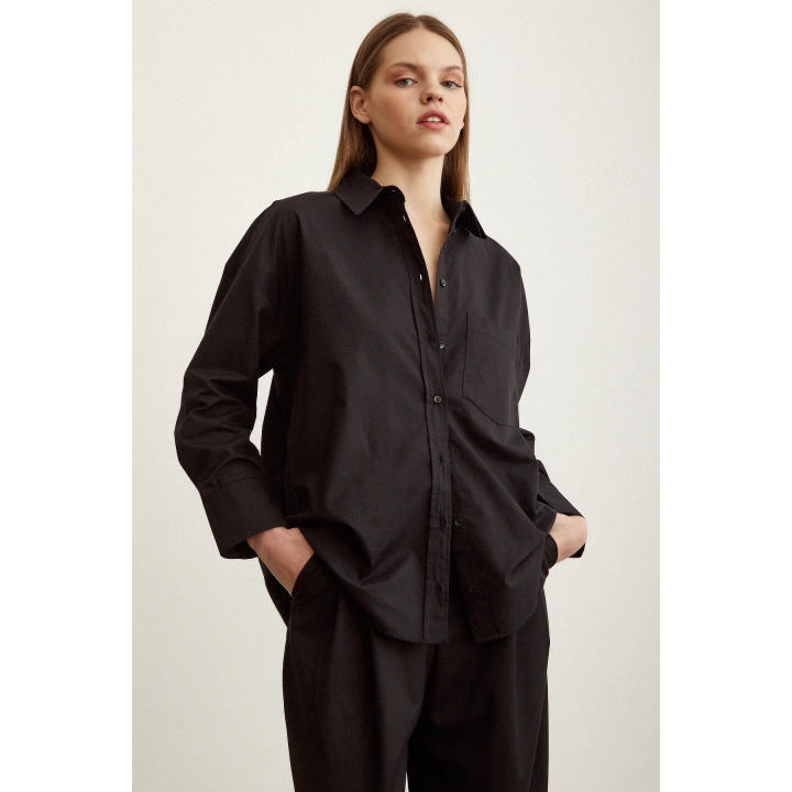 Poplin Gömlek Siyah