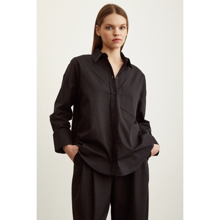 Poplin Gömlek Siyah
