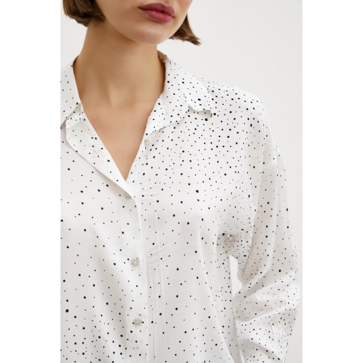 Puantiyeli Gömlek Beyaz