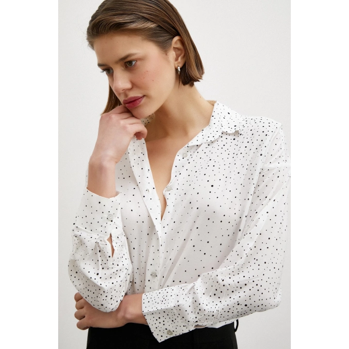 Puantiyeli Gömlek Beyaz
