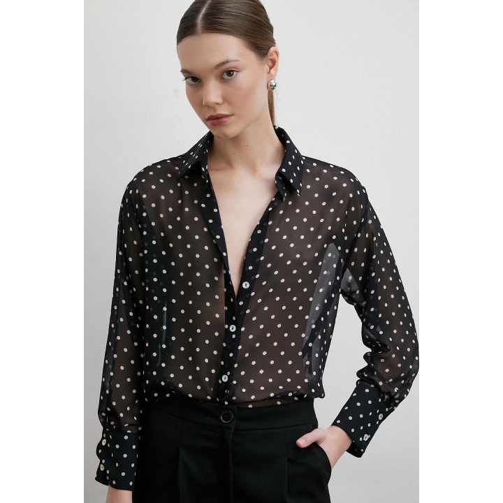 Puantiyeli Gömlek Siyah