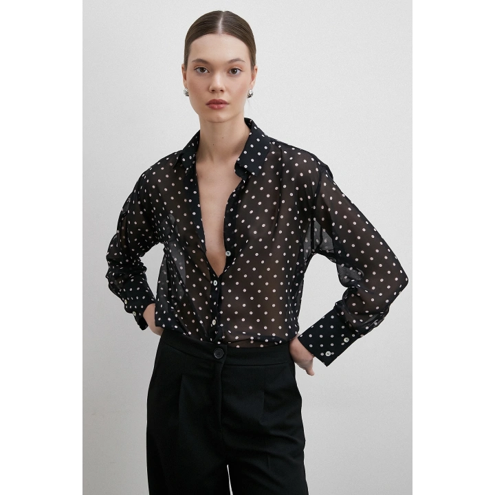 Puantiyeli Gömlek Siyah