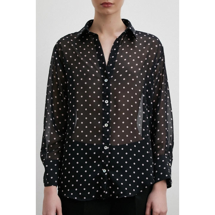 Puantiyeli Gömlek Siyah
