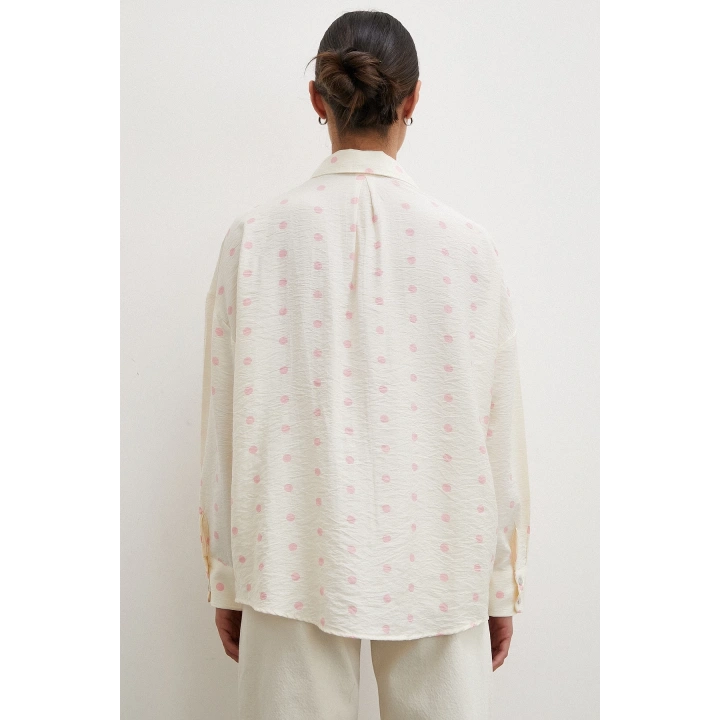 Puantiyeli Oversize Gömlek Pembe