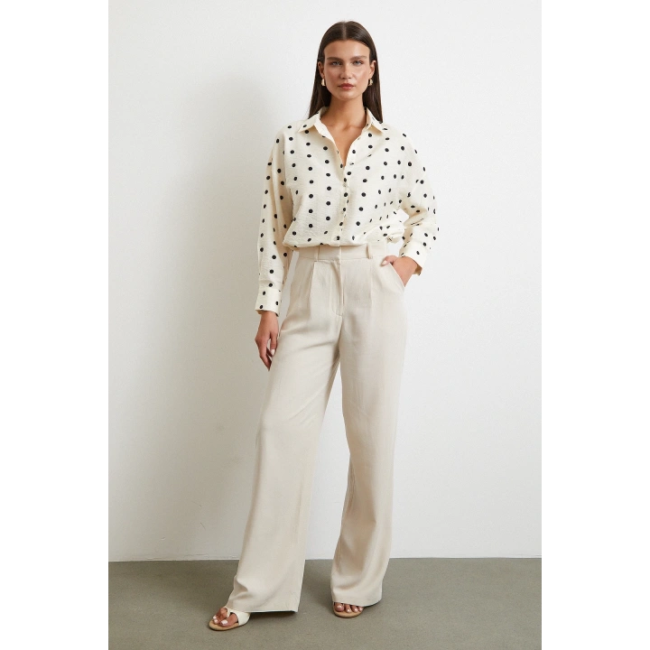 Puantiyeli Oversize Gömlek Siyah