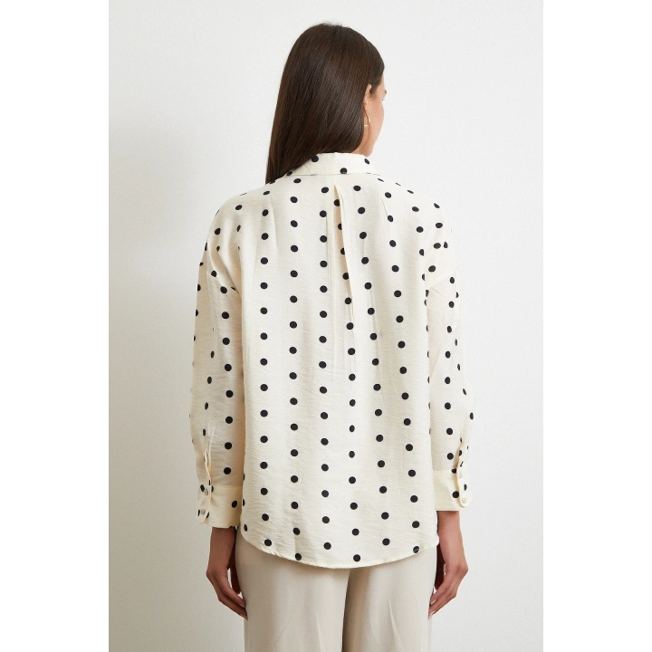 Puantiyeli Oversize Gömlek Siyah