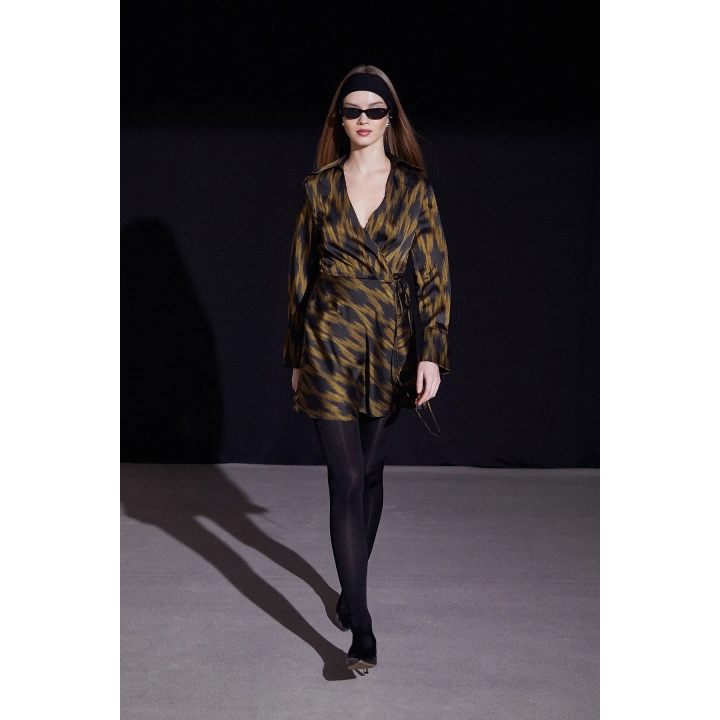 Rambi Bağlamalı Kruvaze Elbise Siyah