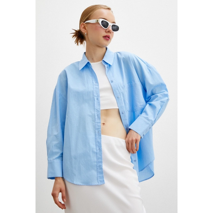 Regular Fit Poplin Gömlek Açık Mavi