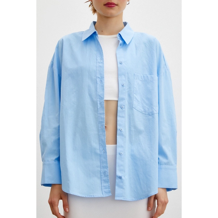 Regular Fit Poplin Gömlek Açık Mavi