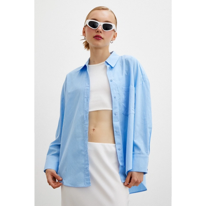 Regular Fit Poplin Gömlek Açık Mavi