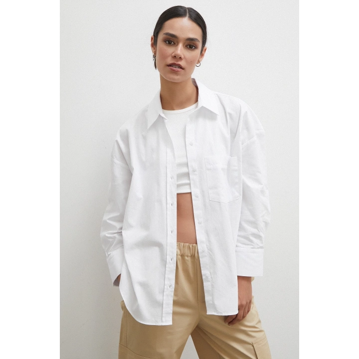 Regular Fit Poplin Gömlek Beyaz