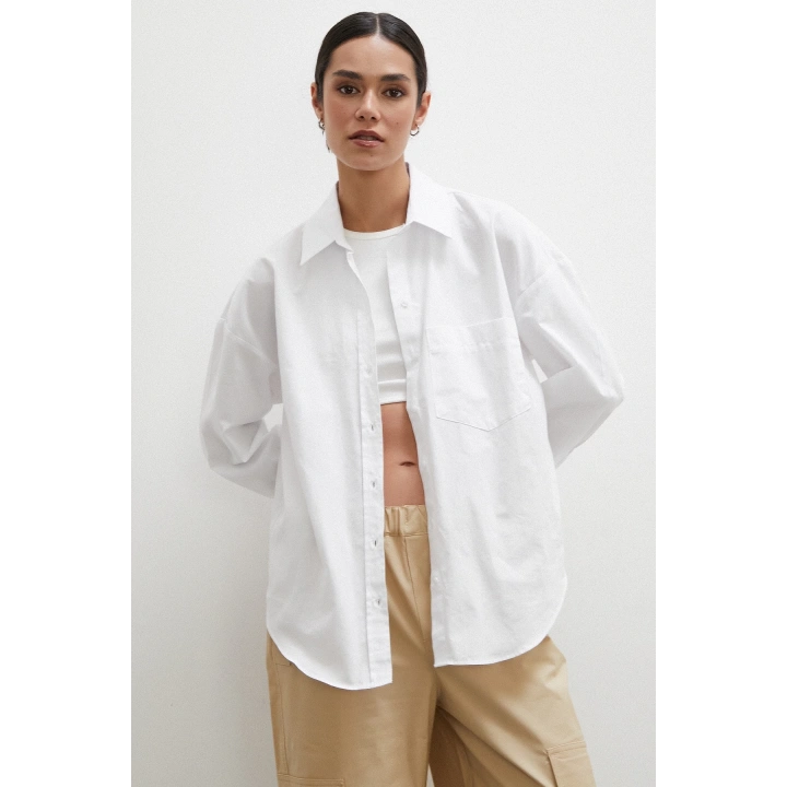 Regular Fit Poplin Gömlek Beyaz