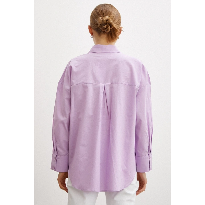 Regular Fit Poplin Gömlek Lila