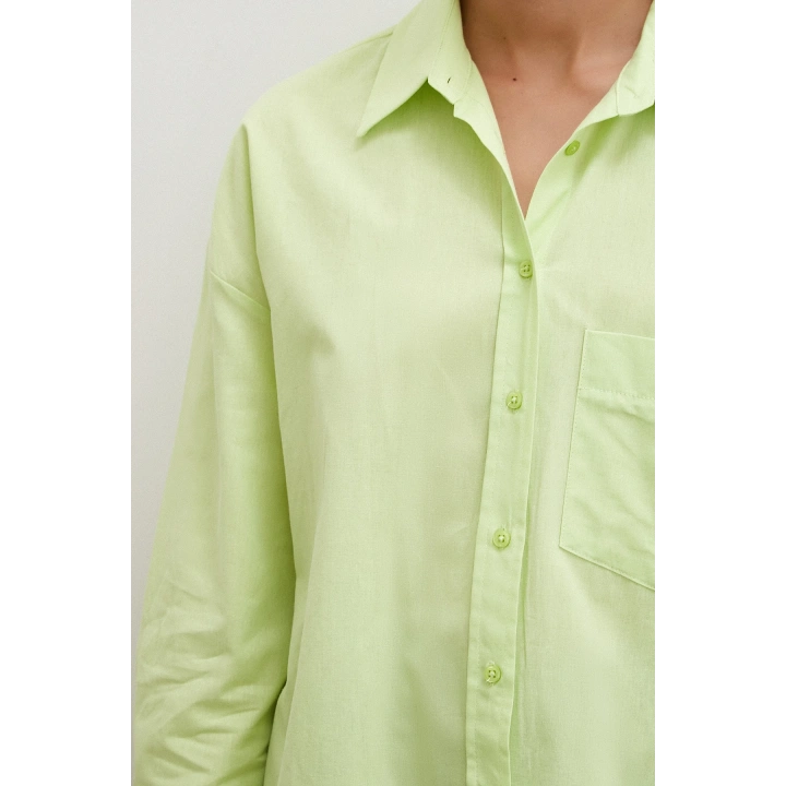 Regular Fit Poplin Gömlek Yeşil