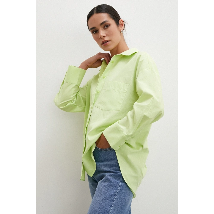 Regular Fit Poplin Gömlek Yeşil