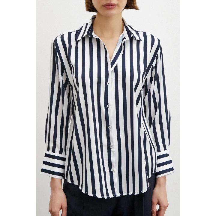 Robalı Çizgili Gömlek Lacivert