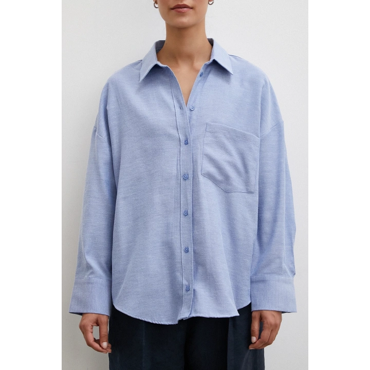 Robalı Klasik Gömlek İndigo