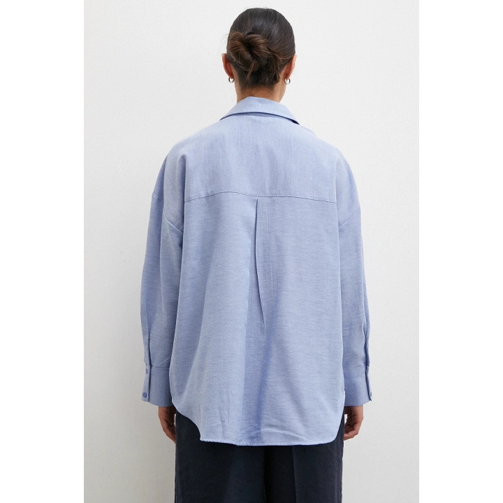 Robalı Klasik Gömlek İndigo