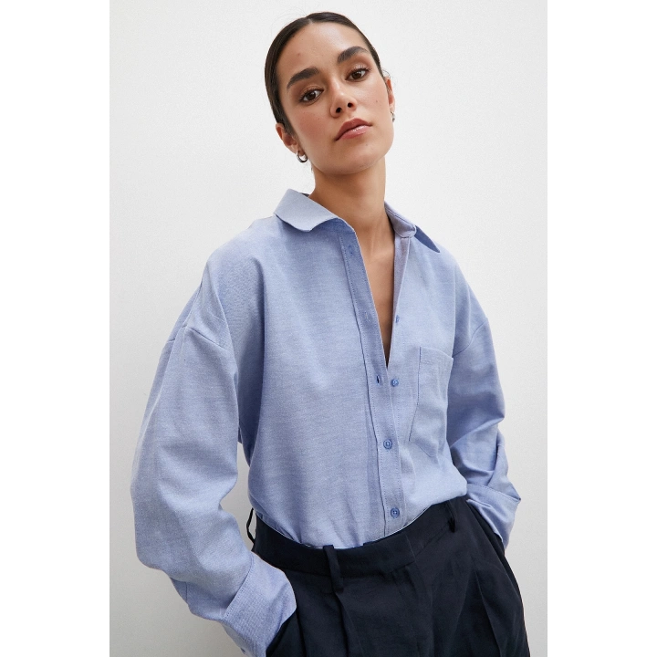 Robalı Klasik Gömlek İndigo