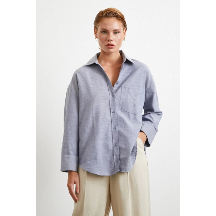 Robalı Klasik Gömlek Koyu Lacivert