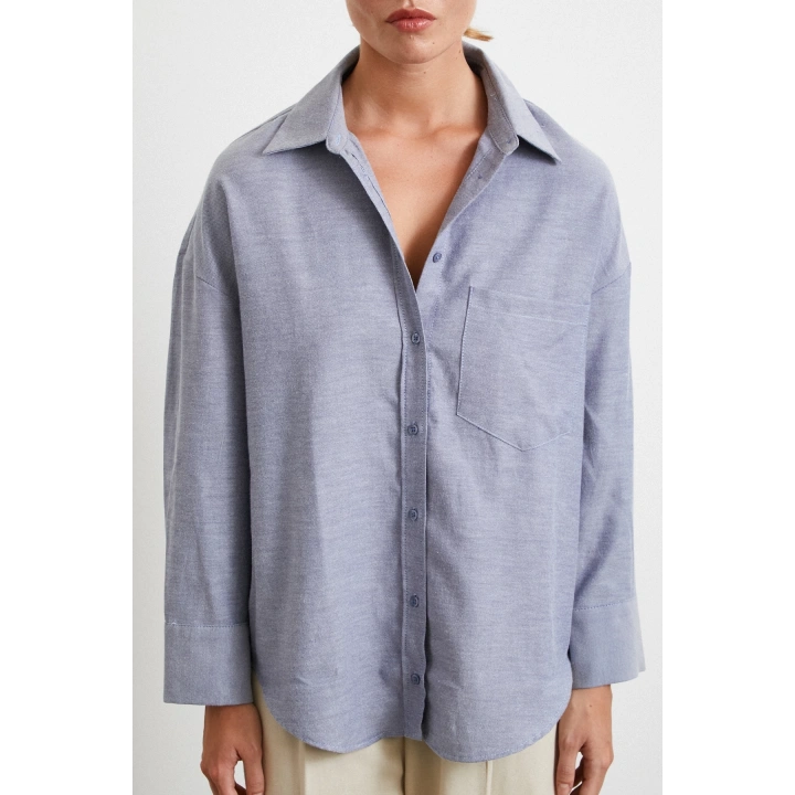 Robalı Klasik Gömlek Koyu Lacivert