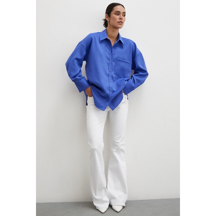 Robalı Klasik Gömlek Lacivert