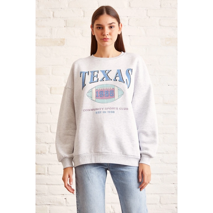 Şardonlu Texas Sweatshirt Gri