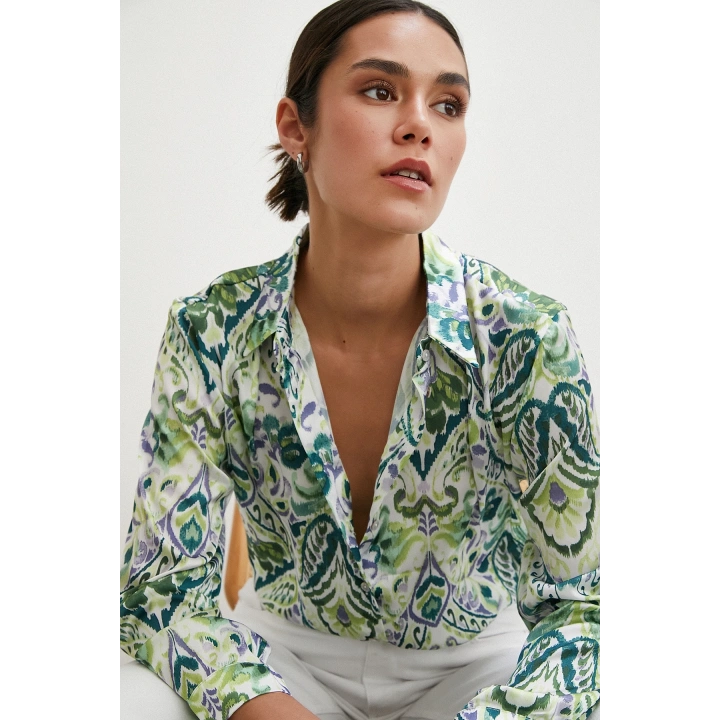 Saten Gömlek Yeşil