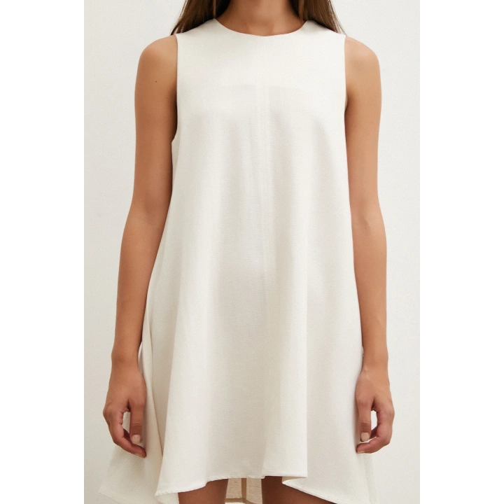 Sıfır Kol Mini Elbise Bej